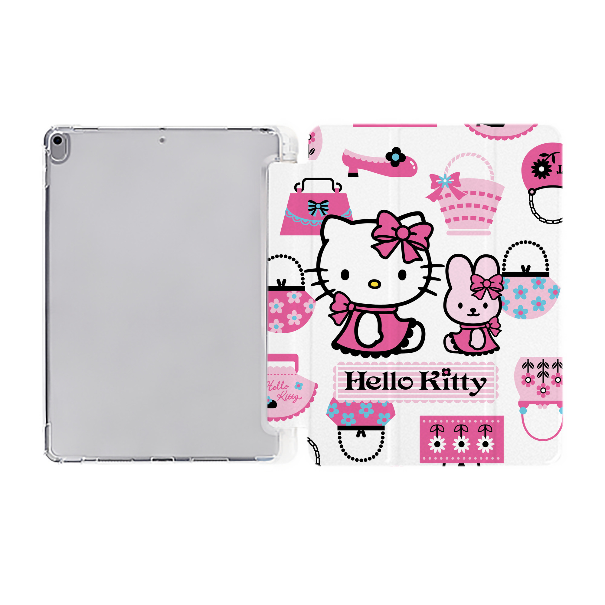 （画像用） Hello Kitty ハローキティ IPad ケース ペン収納付き 三つ折りスタンド PUレザー×シリコン 対応機種9.5/10.5/10.9インチ